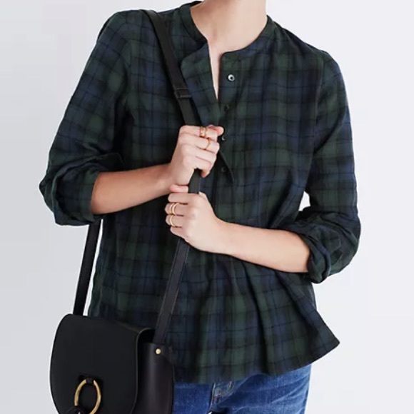 COPY - Madewell Market Popover Shirt in Dark Plaid - Picture 1 of 10